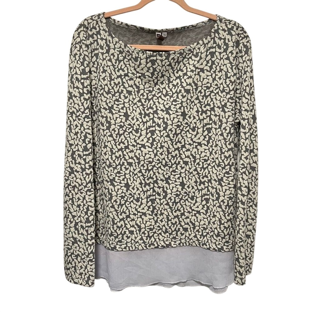 KUT From the Kloth Leopard Print Layered Long Sleeve Blouse LARGE